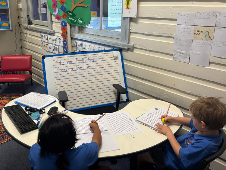 HPS Kindergarten students working during class